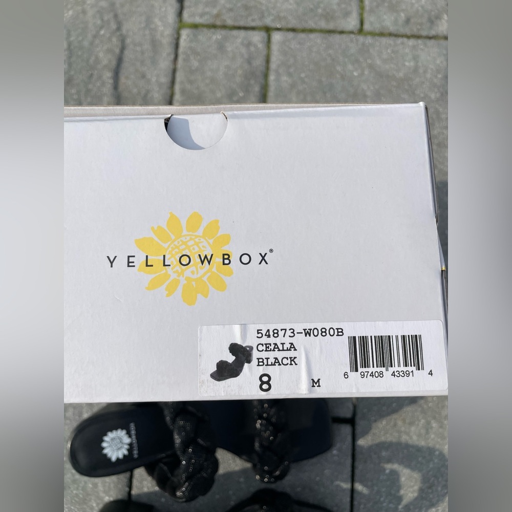 Women’s Yellow Box Ceala Black Braided Sparkling Block Heel Sandals 8 ✨NEW✨ - Picture 9 of 9